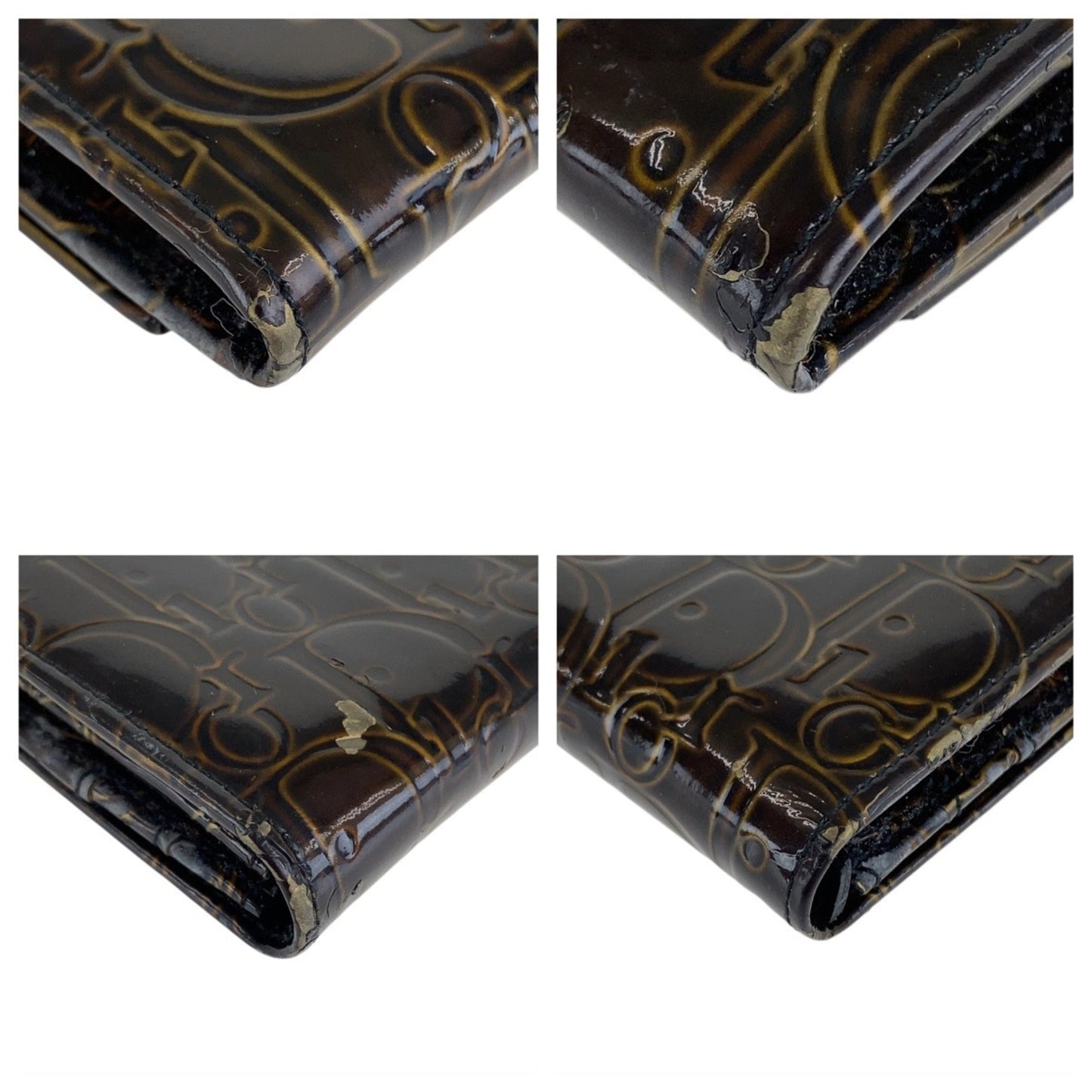 Christian Dior Brown Patent Leather Long Wallet (Bi-Fold) (Pre-Owned)