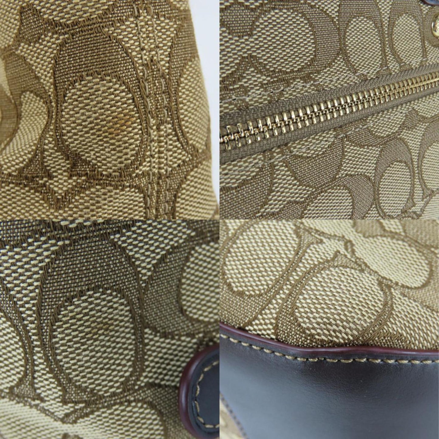 Coach Beige Brown Canvas Leather Tote Bag (Pre-Owned)