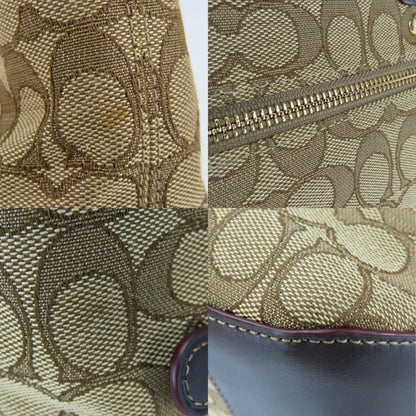 Coach Beige Brown Canvas Leather Tote Bag (Pre-Owned)
