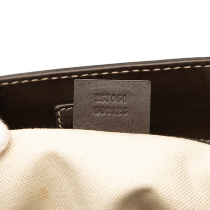 Gucci Beige Brown Canvas Leather Tote Bag (Pre-Owned)