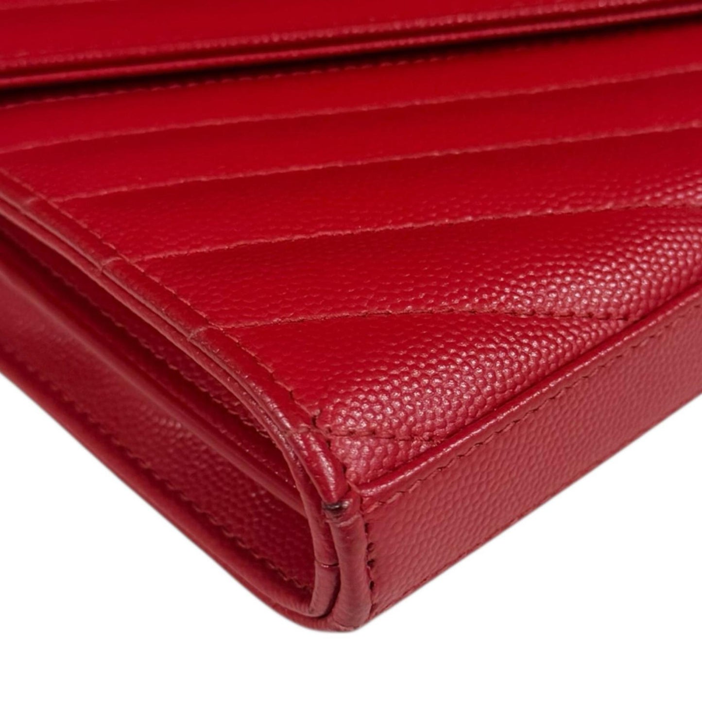 Saint Laurent Red Color Leather Chain/Shoulder Wallet (Pre-Owned)
