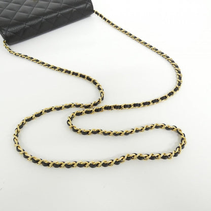 Chanel Black Bordeaux Grained Calfskin Chain/Shoulder Wallet (Pre-Owned)