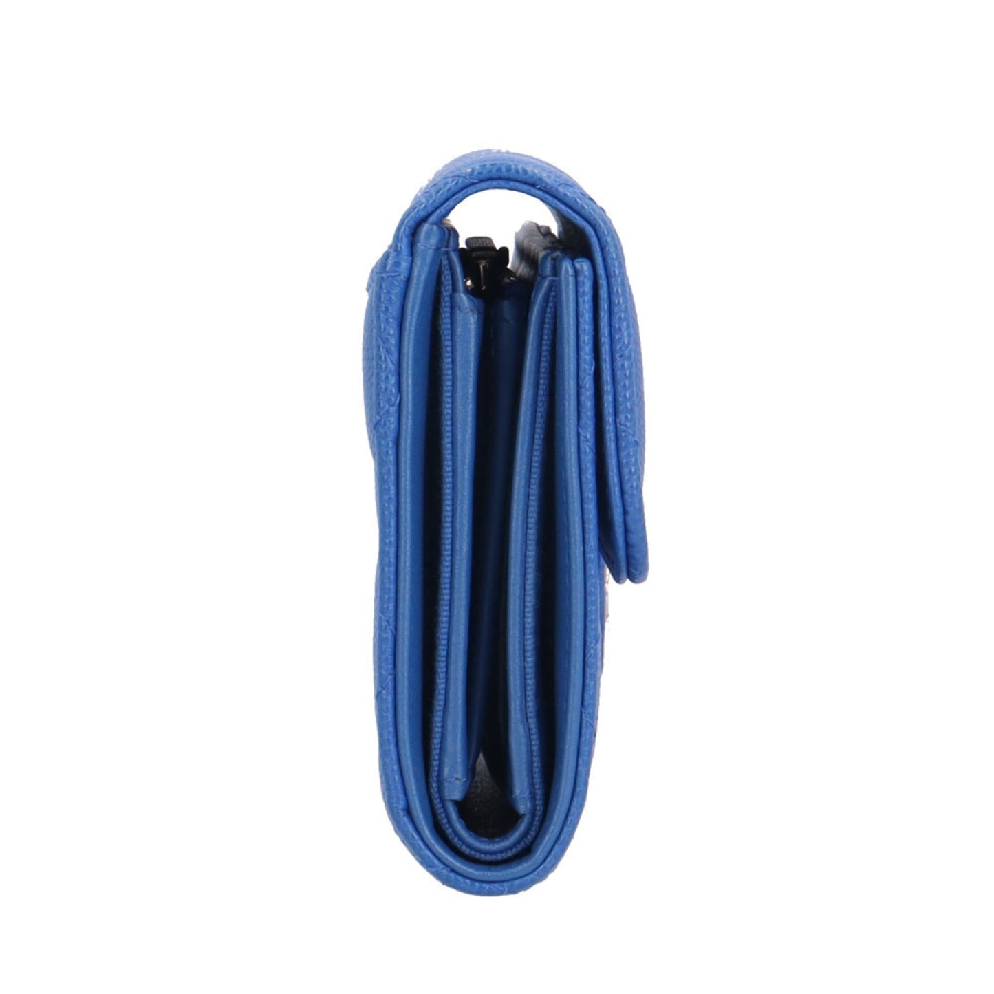 Chanel Matelasse Blue Grained Calfskin Wallet (Tri-Fold) (Pre-Owned)