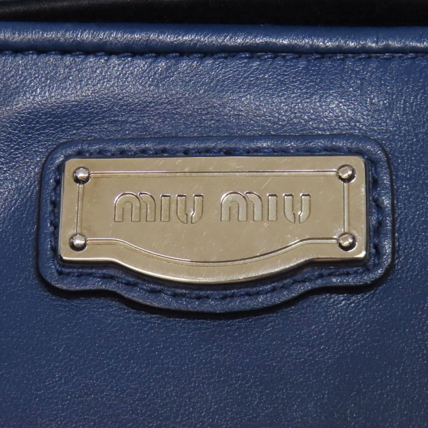 Miu Miu Navy Leather Tote Bag (Pre-Owned)