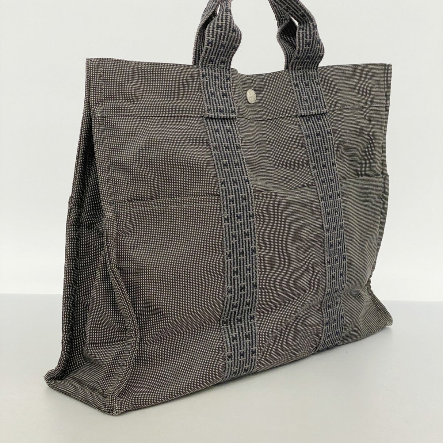 Hermes Gray Canvas Tote Bag (Pre-Owned)