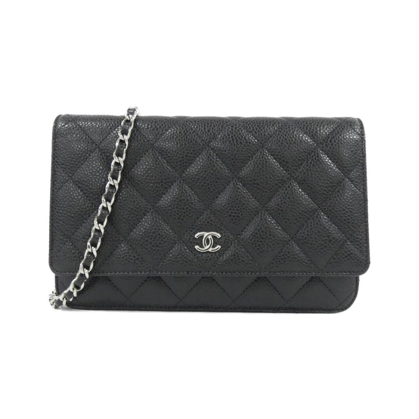 Chanel Black Bordeaux Grained Calfskin Chain/Shoulder Wallet (Pre-Owned)