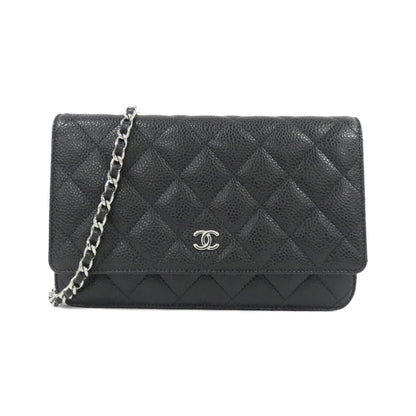 Chanel Black Bordeaux Grained Calfskin Chain/Shoulder Wallet (Pre-Owned)