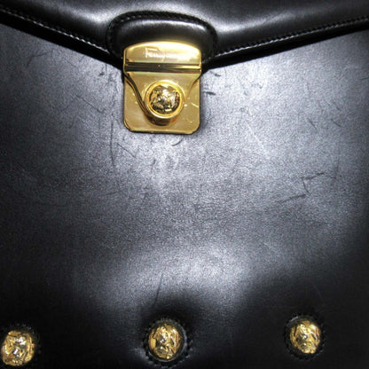 Salvatore Ferragamo Black Leather Handbag Shoulder Bag (Pre-Owned)
