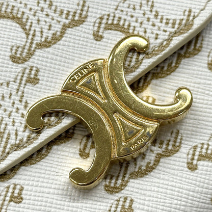 Celine Brown White Leather Wallet (Tri-Fold) (Pre-Owned)