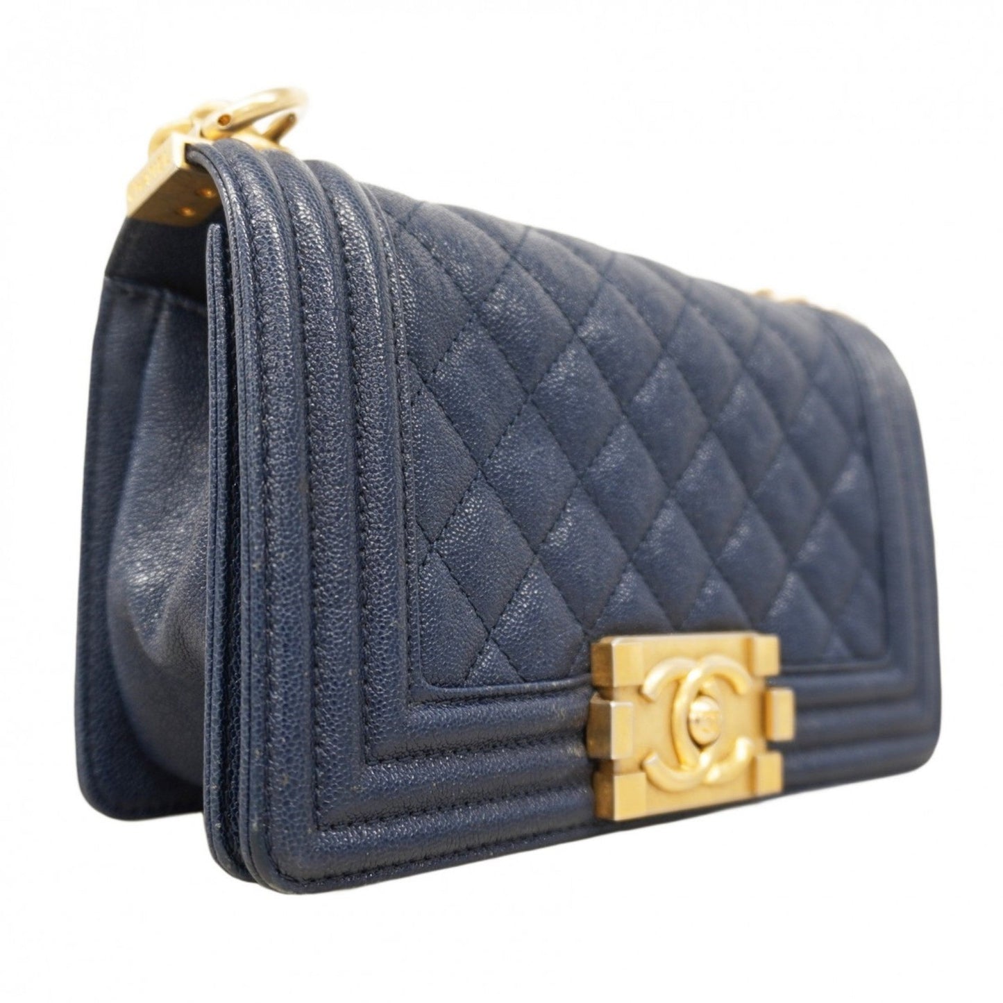 Chanel Navy Grained Calfskin Shoulder Bag (Pre-Owned)