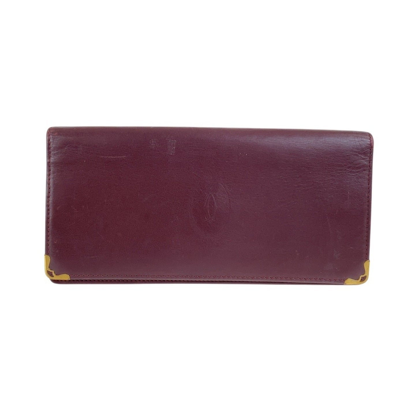 Cartier Wine Red Leather Long Wallet (Bi-Fold) (Pre-Owned)