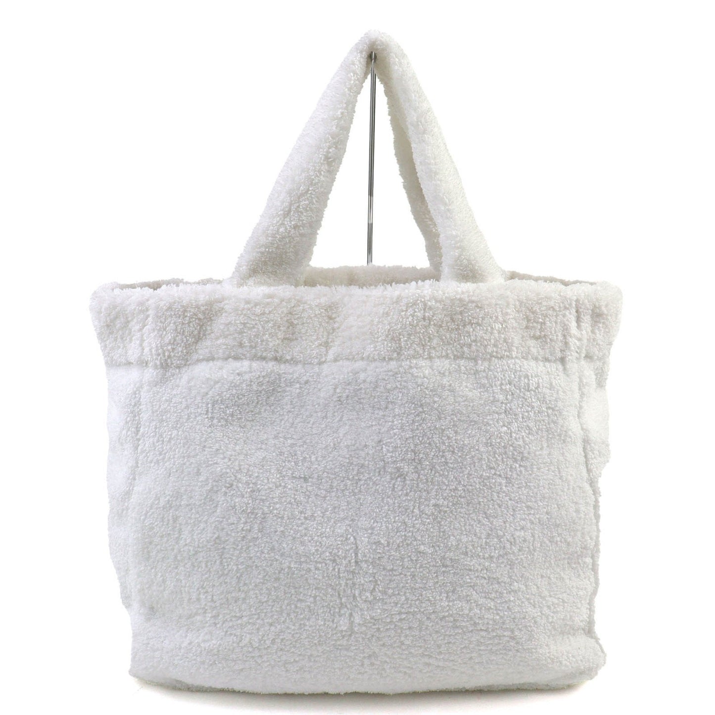 Prada Black White Polyester Leather Tote Bag (Pre-Owned)