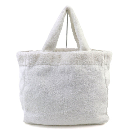 Prada Black White Polyester Leather Tote Bag (Pre-Owned)