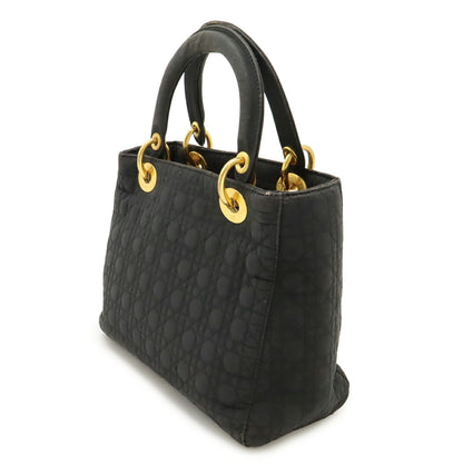 Christian Dior Lady Dior Black Nylon Handbag Tote Bag (Pre-Owned)