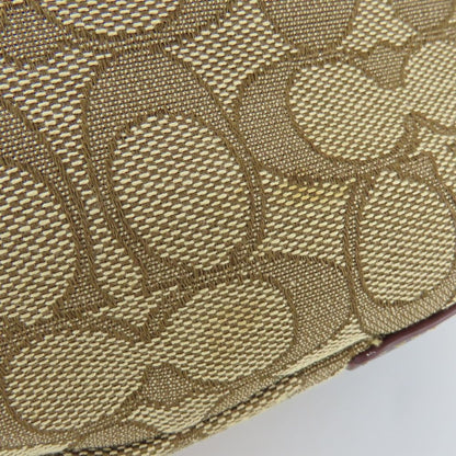 Coach Beige Brown Canvas Leather Tote Bag (Pre-Owned)