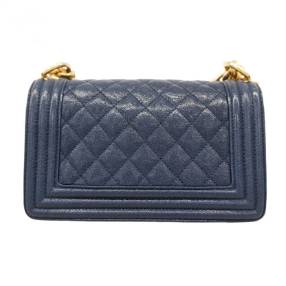Chanel Navy Grained Calfskin Shoulder Bag (Pre-Owned)