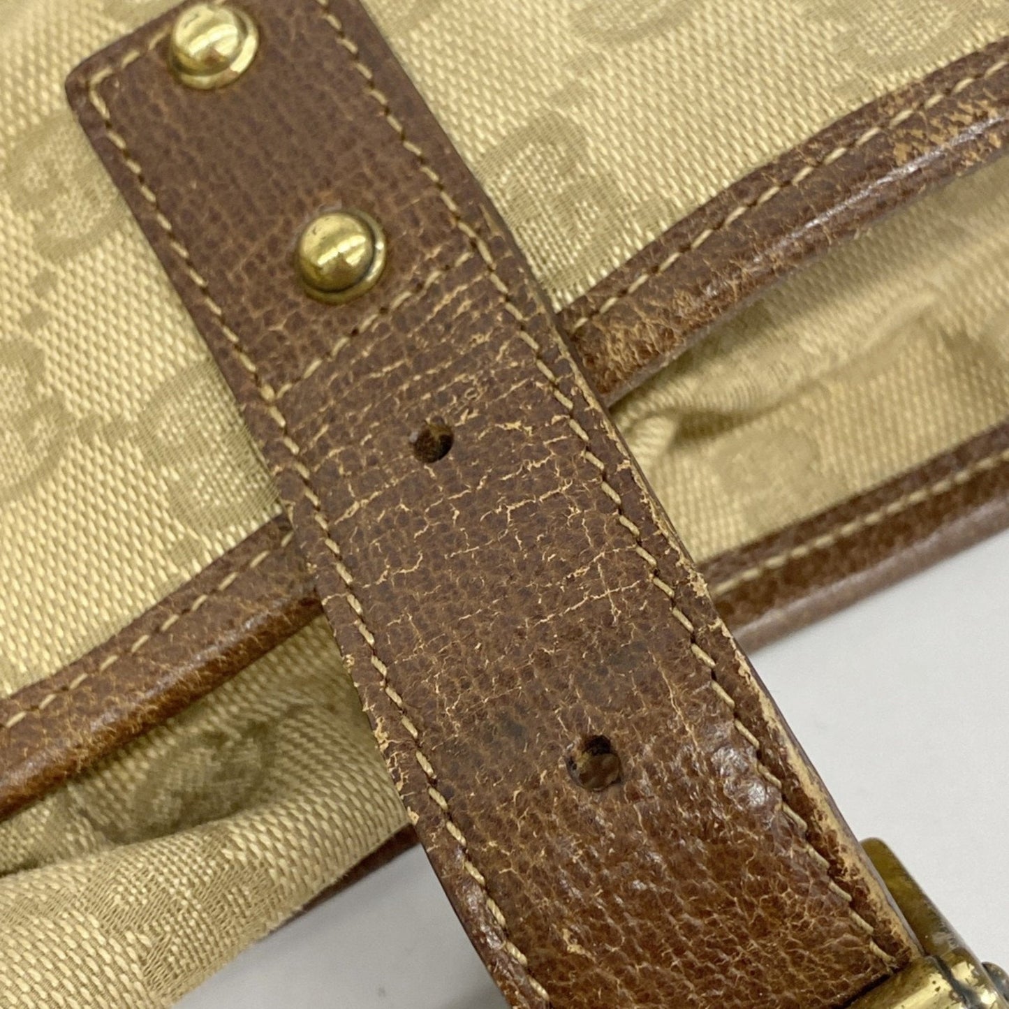 Gucci Beige Brown Canvas Tote Bag (Pre-Owned)