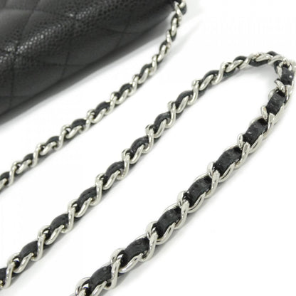 Chanel Black Bordeaux Grained Calfskin Chain/Shoulder Wallet (Pre-Owned)