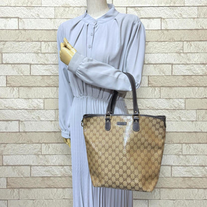 Gucci Beige Brown Gg Crystal Leather Tote Bag (Pre-Owned)