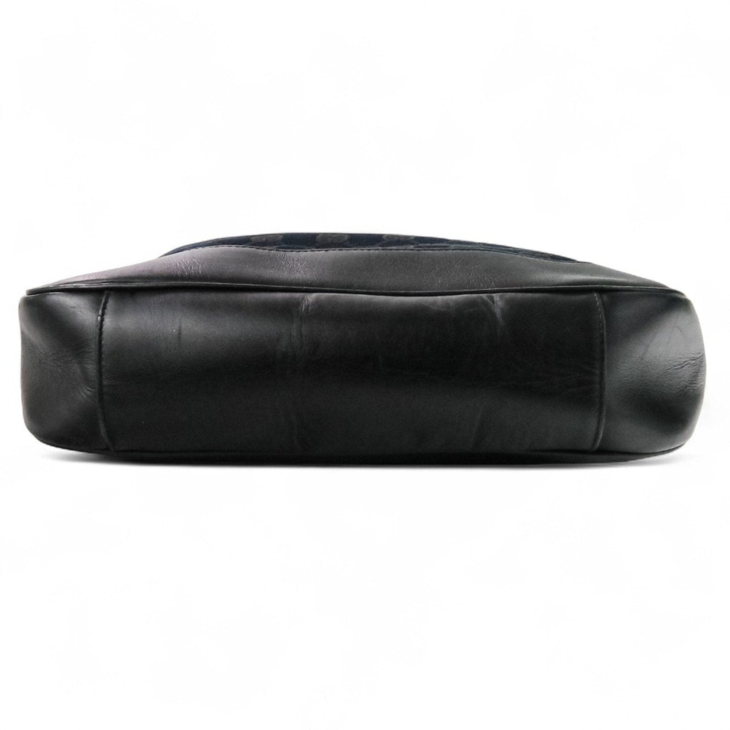 Gucci Black Leather Gg Canvas Handbag Shoulder Bag (Pre-Owned)