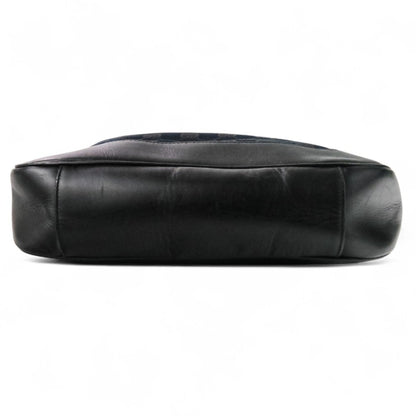 Gucci Black Leather Gg Canvas Handbag Shoulder Bag (Pre-Owned)