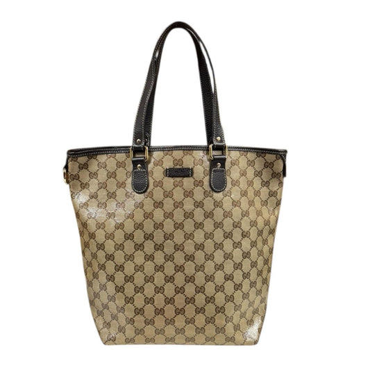 Gucci Beige Brown Gg Crystal Leather Tote Bag (Pre-Owned)