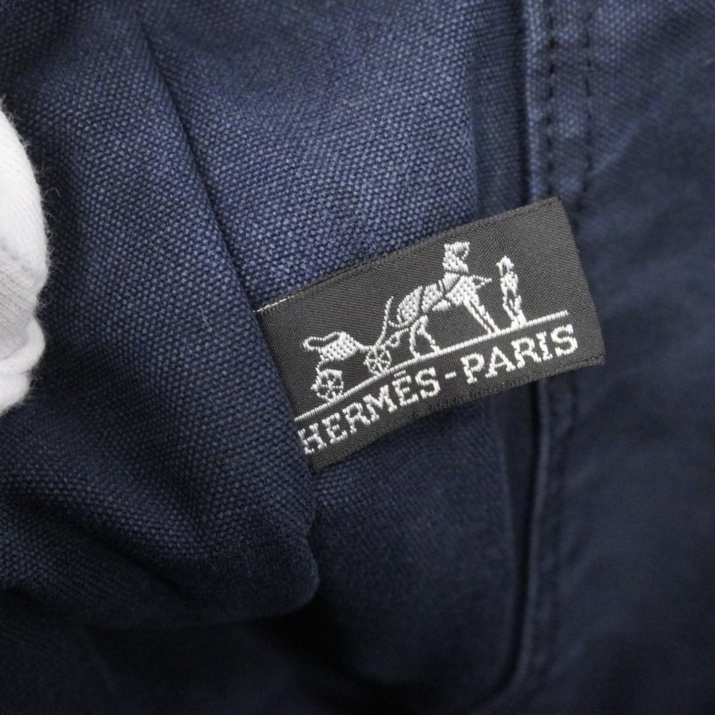 Hermes Navy Canvas Tote Bag (Pre-Owned)