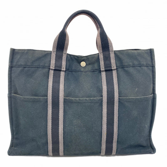 Hermes Black Canvas Tote Bag (Pre-Owned)