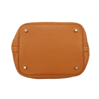 Hermes Gold Taurillon Clemence Leather Handbag (Pre-Owned)