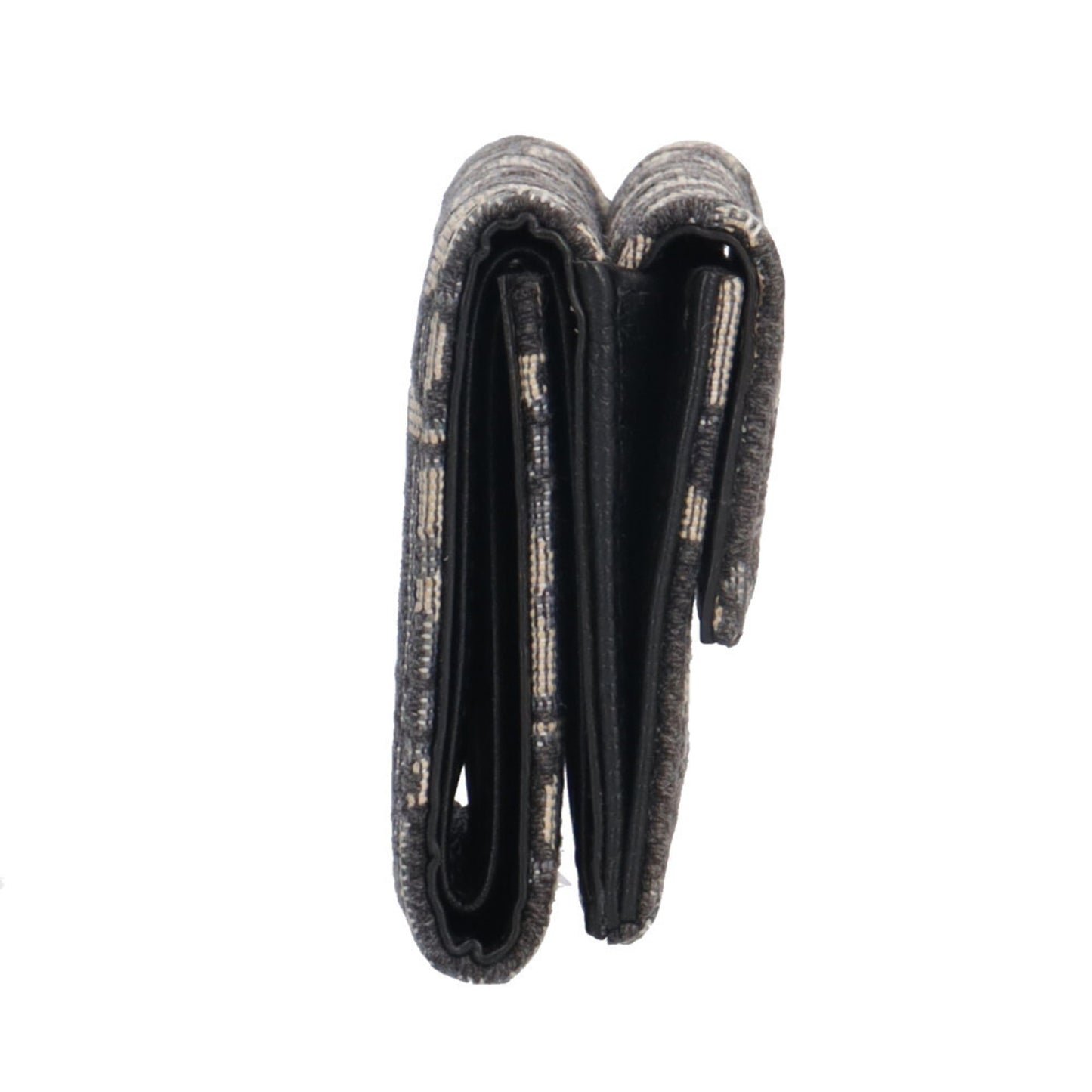 Christian Dior Beige Navy Canvas Leather Wallet (Tri-Fold) (Pre-Owned)