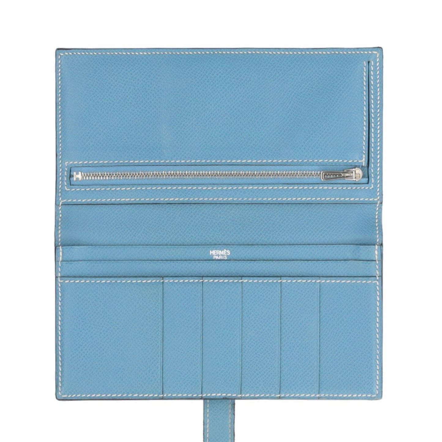 Hermes Blue Jean Epsom Leather Long Wallet (Bi-Fold) (Pre-Owned)