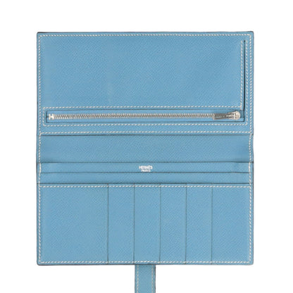 Hermes Blue Jean Epsom Leather Long Wallet (Bi-Fold) (Pre-Owned)