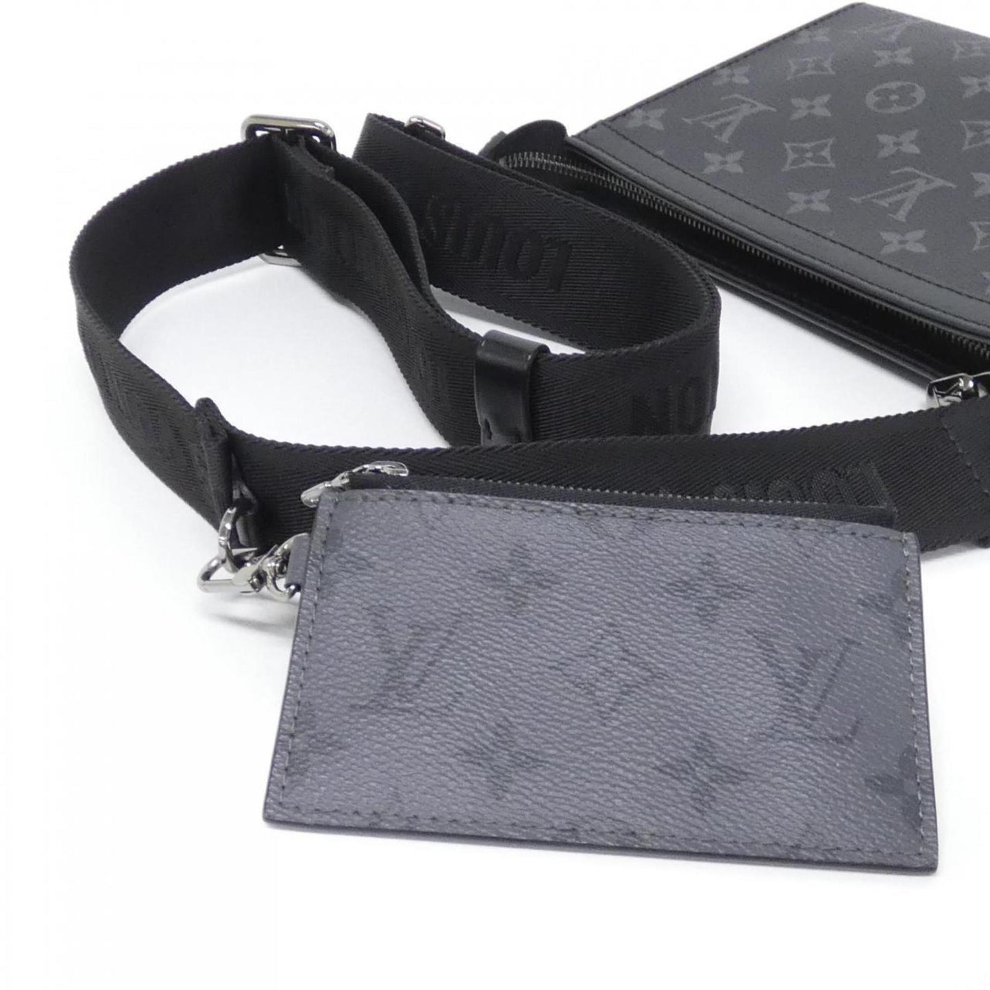 Louis Vuitton Black Gris Coated Canvas Pouch Shoulder Bag (Pre-Owned)