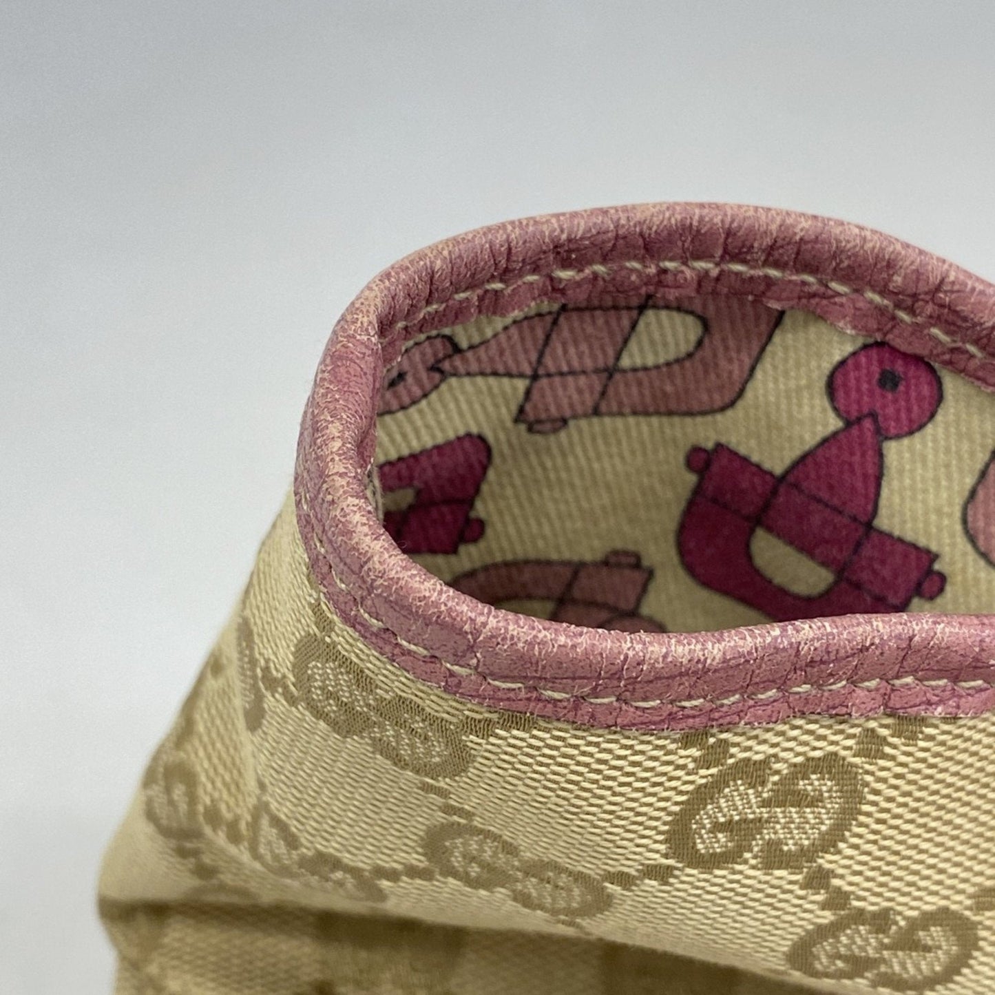 Gucci Beige Pink Canvas Tote Bag (Pre-Owned)