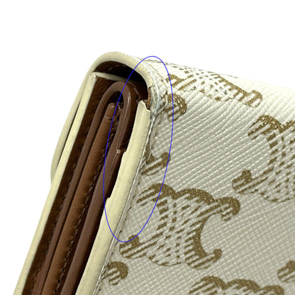 Celine Brown White Leather Wallet (Tri-Fold) (Pre-Owned)