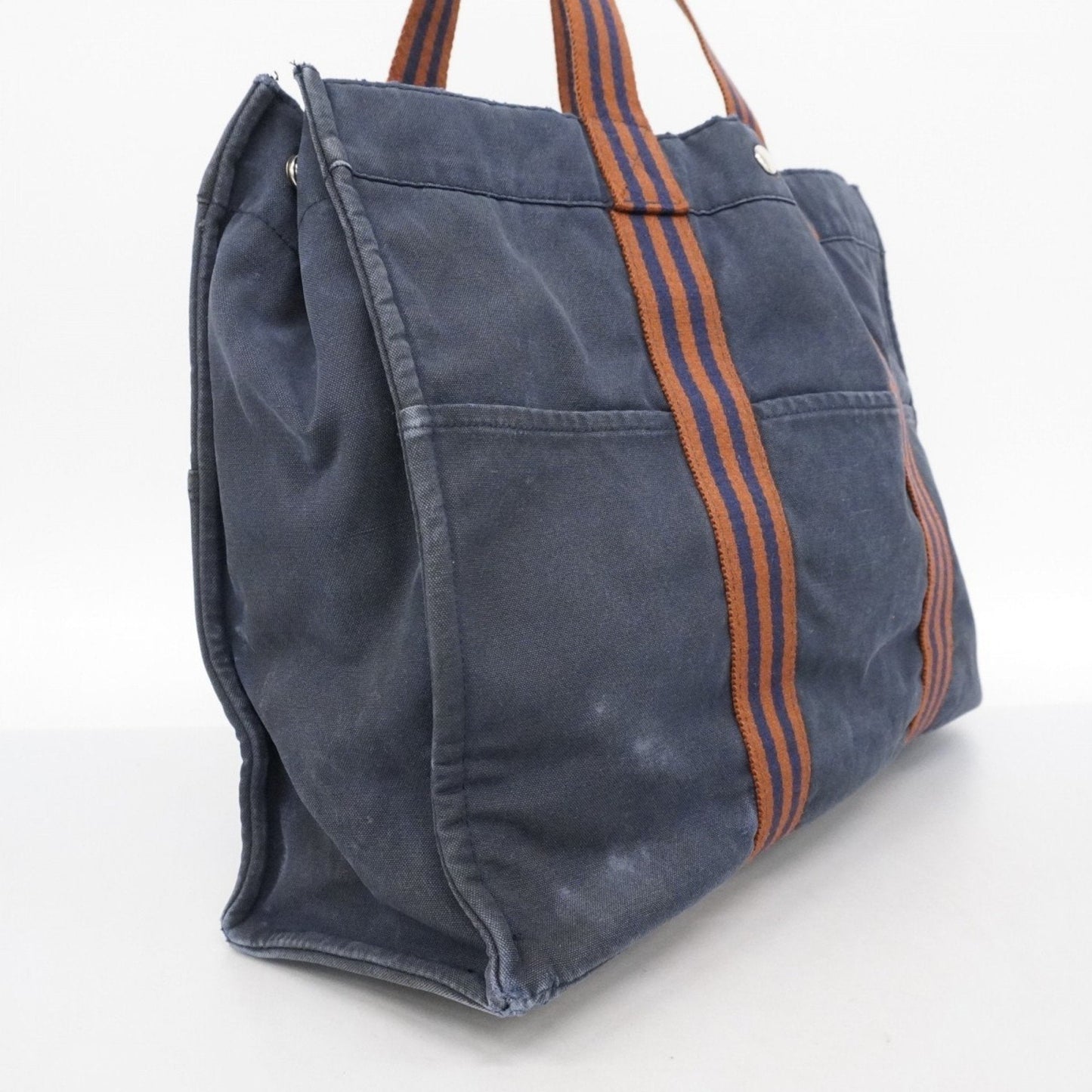 Hermes Navy Canvas Tote Bag (Pre-Owned)