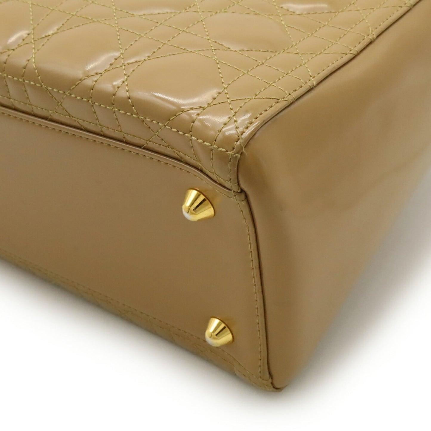 Christian Dior Lady Dior Beige Leather Handbag Tote Bag (Pre-Owned)