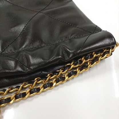 Chanel Black Leather Handbag Shoulder Bag (Pre-Owned)