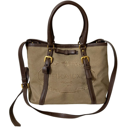 Prada Khaki Brown Handbag Tote Bag (Pre-Owned)