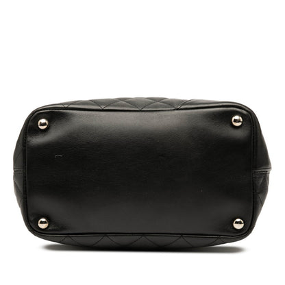 Chanel Black White Leather Handbag Tote Bag (Pre-Owned)