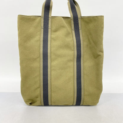 Hermes Black Khaki Canvas Tote Bag (Pre-Owned)