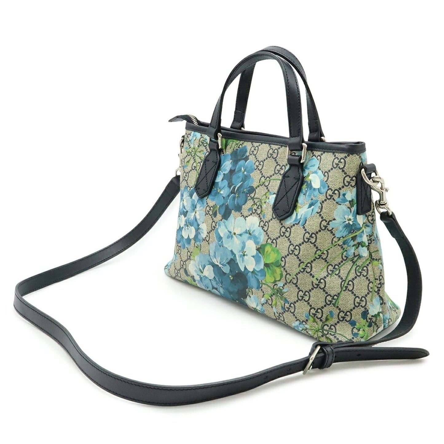 Gucci Beige Blue Multi-Color Pvc Gg Supreme Handbag Shoulder Bag Tote Bag (Pre-Owned)