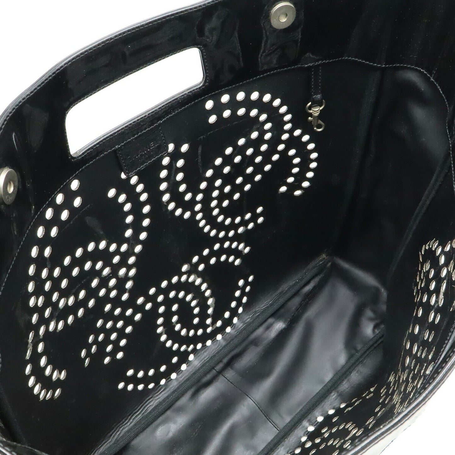 Chanel Black Leather Handbag Pouch Tote Bag (Pre-Owned)