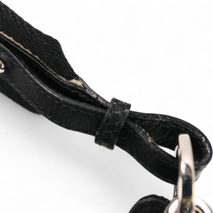 Gucci Black Leather Gg Canvas Handbag Shoulder Bag (Pre-Owned)