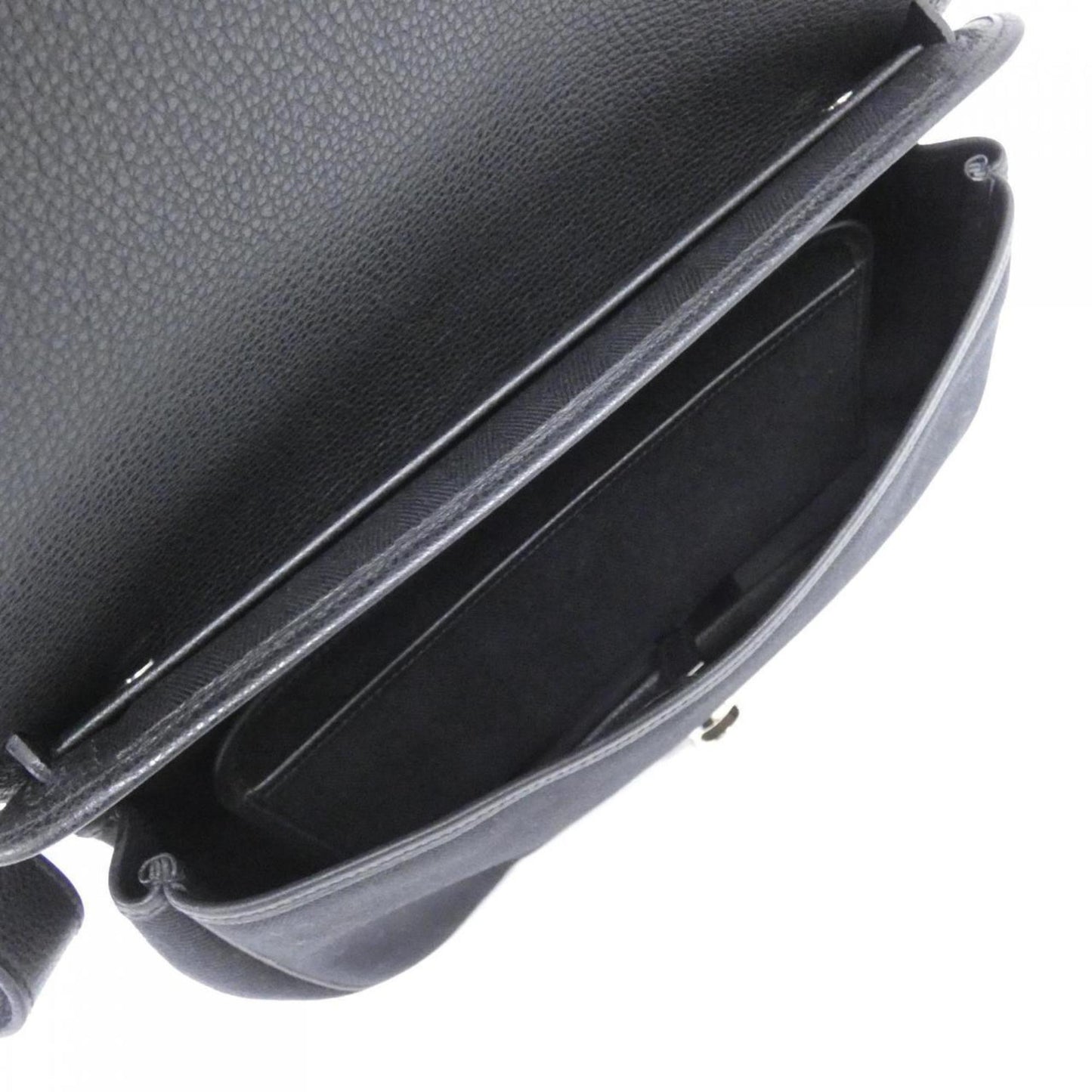 Hermes Silver Toile Chevron Shoulder Bag (Pre-Owned)