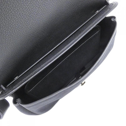 Hermes Silver Toile Chevron Shoulder Bag (Pre-Owned)