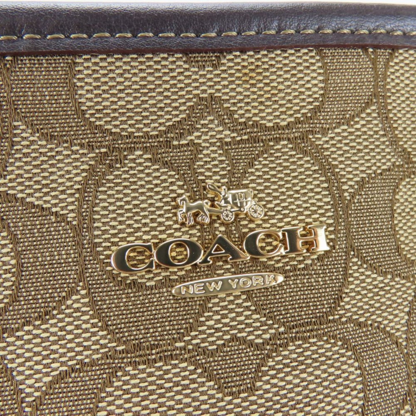 Coach Beige Brown Canvas Leather Tote Bag (Pre-Owned)