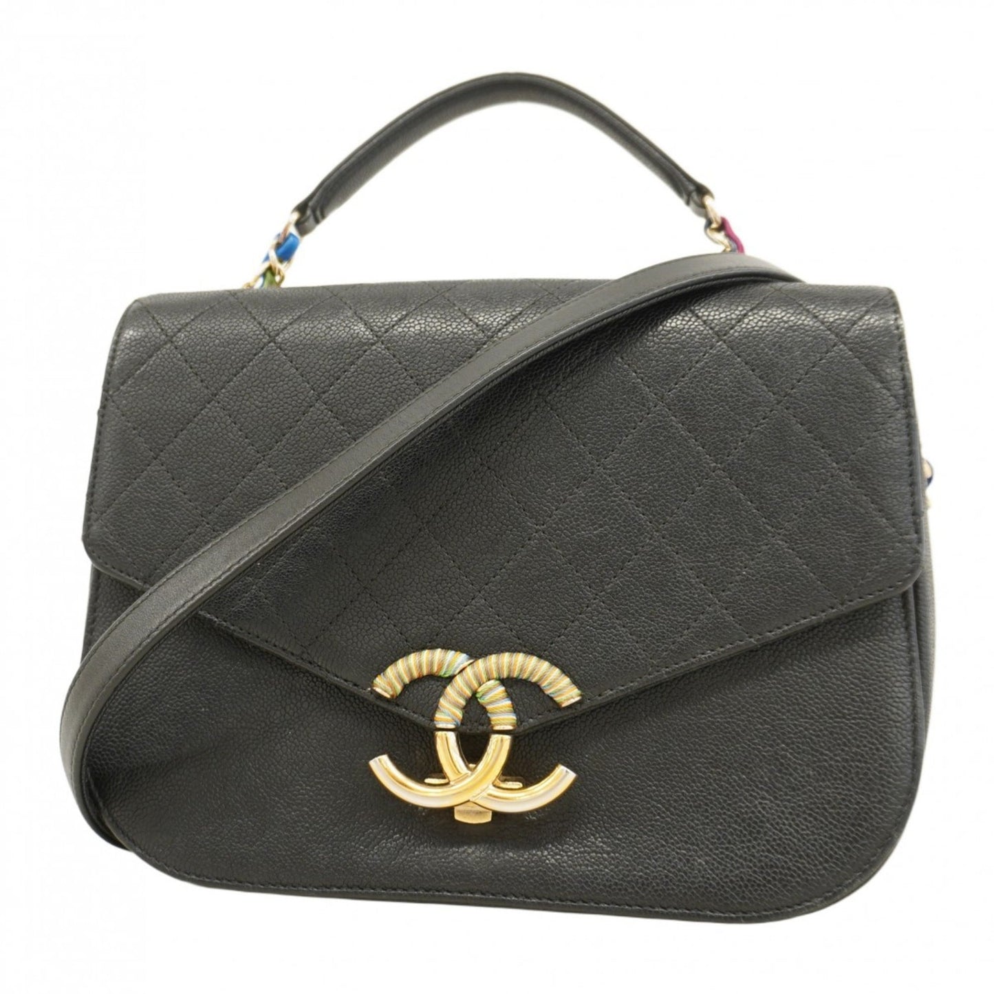 Chanel Black Grained Calfskin Shoulder Bag (Pre-Owned)