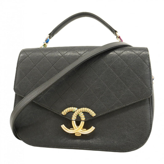 Chanel Black Grained Calfskin Shoulder Bag (Pre-Owned)