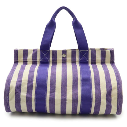 Hermes Ivory Purple Canvas Handbag Pouch Tote Bag (Pre-Owned)